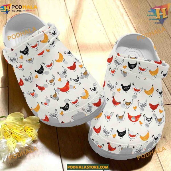 Chibi Chicken Croc Shoes Cute Dog Design, Funny Crocs for Niece and Sister