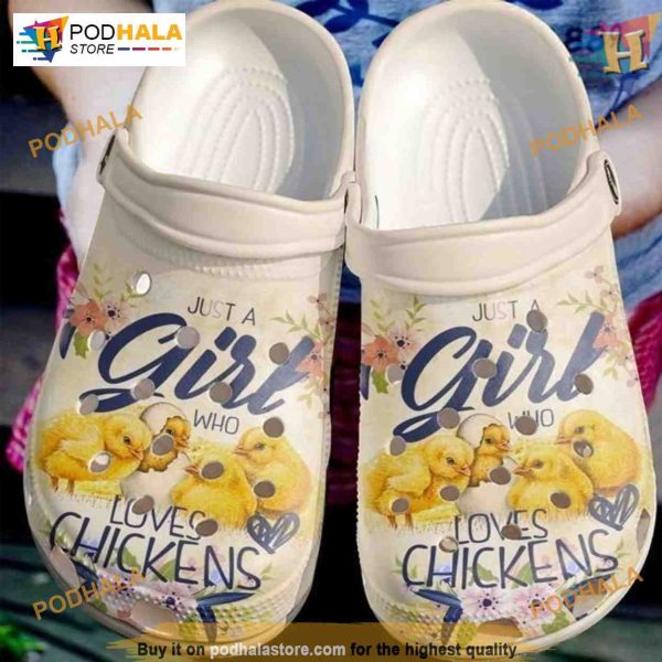 Chicken A Girl Who Loves Chickens Crocs, Cute Chicks in Eggshell, Ideal for Girls