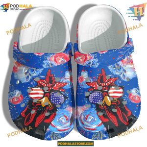 Chicken Flower America Flag Crocs, Funny Crocs for Adults
