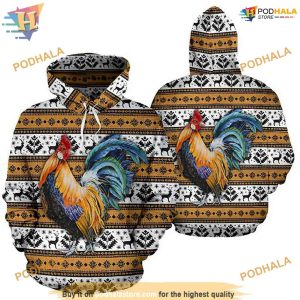 Chicken Native Pattern 3D Funny Christmas Hoodie, Funny Xmas Gifts