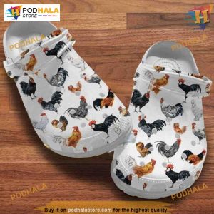Chicken Pattern Husband Wife Gift Crocs, Comfortable Band Clog Design