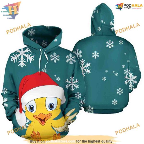 Chicken Pattern On Green 3D Funny Christmas Hoodie, Xmas Gifts