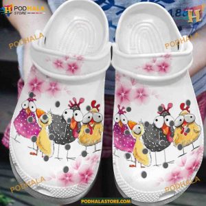Chicken Talk White Sole Crocs, Unique Trending Gifts for Crocs Fans