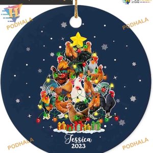 Chicken Themed Custom Christmas Ornament 2023, Farmer Life Chickmas Gift