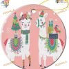 Children's Christmas 2023 Ornament, Llama & Pink Bird Snowflake Design
