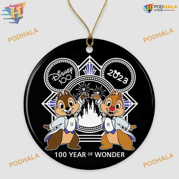 Chip and Dale 100th Anniversary Ornament, Disney Fan Gift, Friends Christmas Decor
