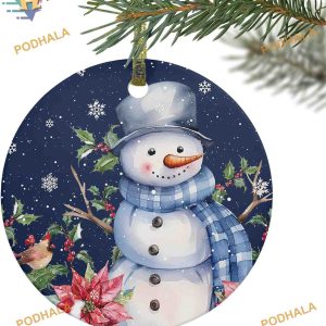 Christmas 2023 Navy Blue Snowman Ornament, Family Tree Decoration