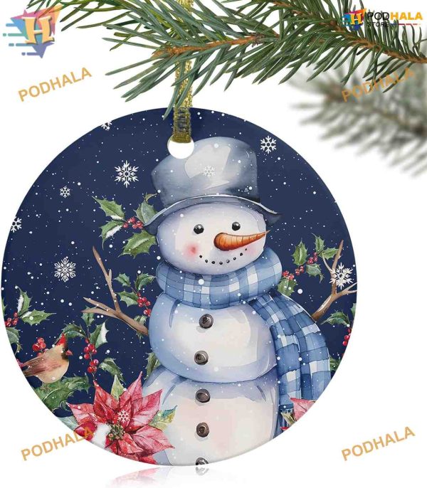 Christmas 2023 Navy Blue Snowman Ornament, Family Tree Decoration