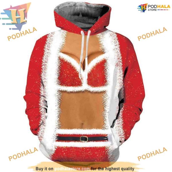 Christmas Bra Print 3D Hoodie, Creative Xmas Gifts