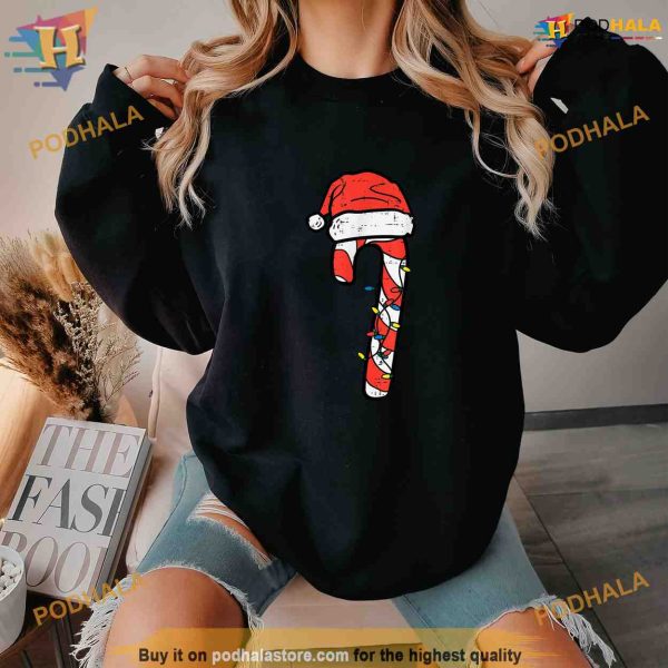 Christmas Candy Cane Santa Xmas Kids Toddler Youth Women Men Shirt Hoodie