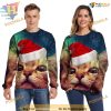 Christmas Cat Face Print Sweatshirt 3D Hoodie, Creative Xmas Gift
