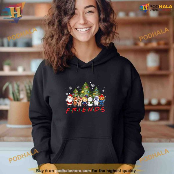 Christmas Friends Santa Rudolph Snowman Family Xmas Pajamas Shirt Hoodie