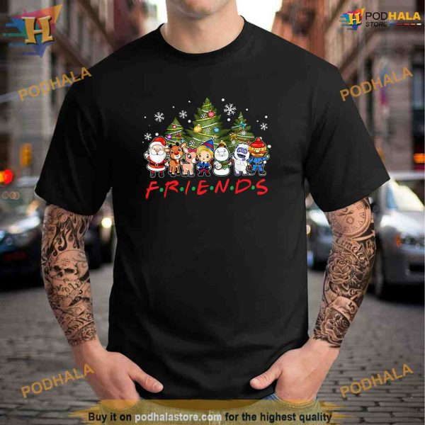 Christmas Friends Santa Rudolph Snowman Family Xmas Pajamas Shirt Hoodie