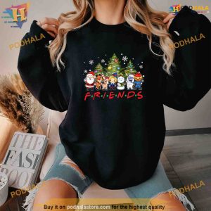 Christmas Friends Santa Rudolph Snowman Family Xmas Pajamas Shirt Hoodie 3