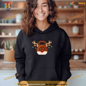 Christmas Gym Workout Reindeer Kettlebell Xmas For Gym Lover Shirt Hoodie 2