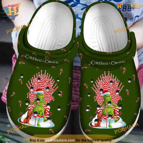 Christmas Is Coming Grinch Classic Crocs, Funny Christmas Crocs for Fans