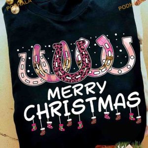 Christmas Leopard Horseshoes Shirt, Matching Family Xmas Shirt