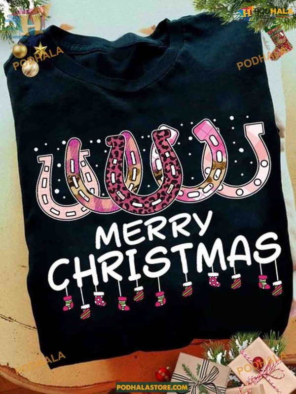 Christmas Leopard Horseshoes Shirt, Matching Family Xmas Shirt