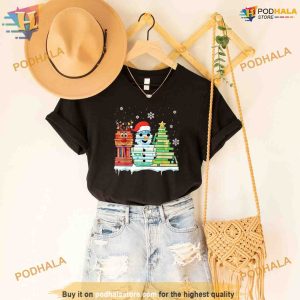 Christmas Library Tree Snoman Merry Bookmas Book Lover Xmas Shirt Hoodie 2