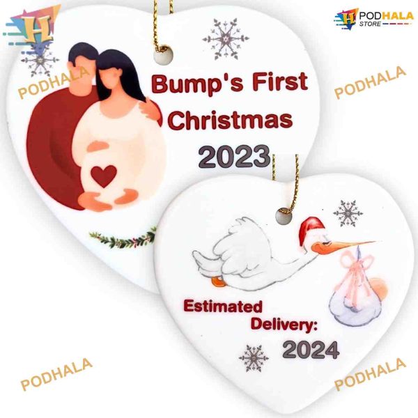 Christmas Pregnancy Announcement 2023 Expecting Parents Ornament, Family Tree Decor