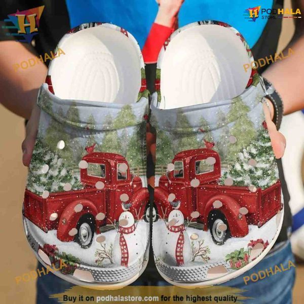 Christmas Red Truck Crocs Classic Clogs Shoes, Funny Christmas Gift Ideas