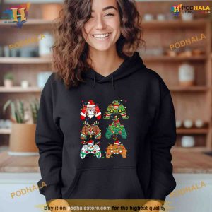 Christmas Santa Elf Lights Gaming Controllers Xmas Boys Kids Shirt Hoodie