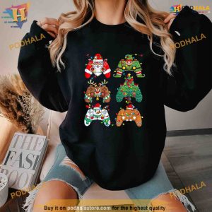 Christmas Santa Elf Lights Gaming Controllers Xmas Boys Kids Shirt Hoodie 2