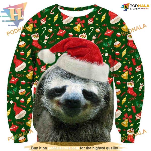 Christmas Sloth 3D Hoodie, Funny Xmas Gifts