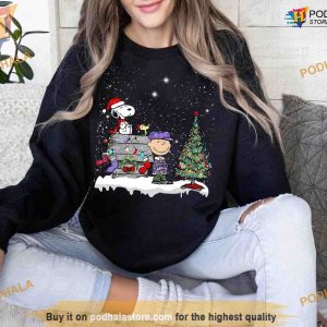 Christmas Tree Hoodie with Charlie and Snoopy Sweatshirt Hoodie, Holiday Gift Idea