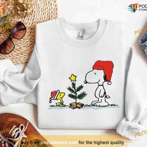 Christmas Tree with Snoopy Woodstock Gang Sweatshirt, Xmas Joy
