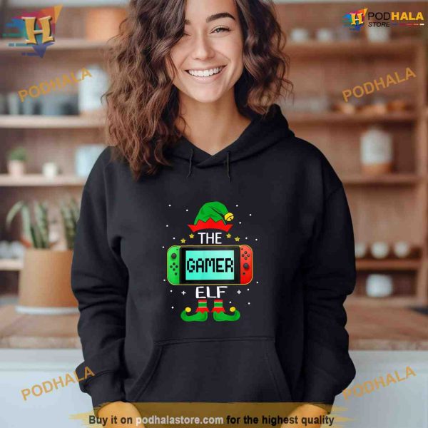 Christmas elf Matching Gamer family gaming boys kids men Shirt Hoodie