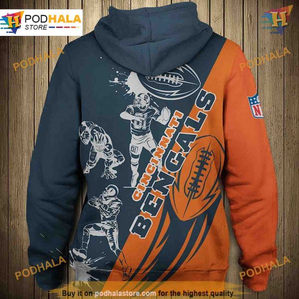 Cincinnati Bengals Cartoon Player Hoodie, 3D Cute Sweatshirt, NFL Clothing