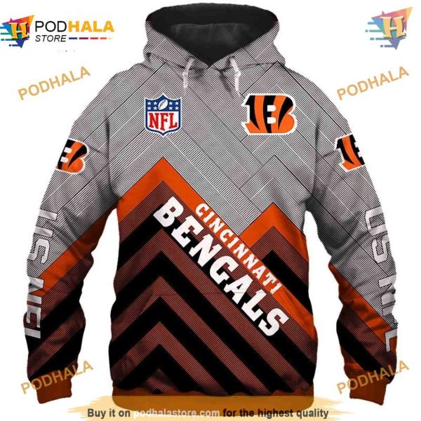 Cincinnati Bengals Hoodie 3D Long Sweatshirt, S-5XL Size, NFL Apparel