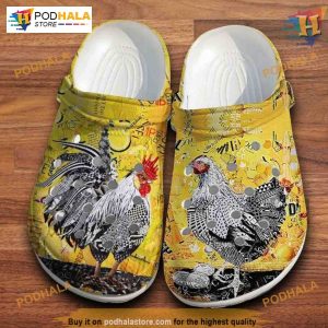 Classic Chicken & Rooster Crocs, Cute Design, Ideal Crush Gift, Comfortable