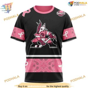 Classic Paisley Breast Cancer NHL Arizona Coyotes Hoodie 3D Arizona Coyotes Pink Design 3