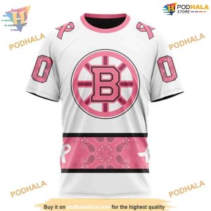 Classic Style Paisley Personalized NHL Boston Bruins Hoodie 3D Pink October Merch 3