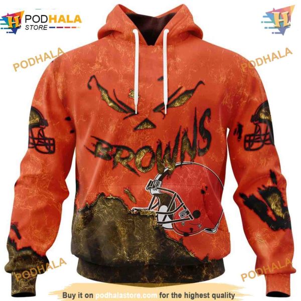 Cleveland Browns Hoodie 3D devil eyes, Browns Apparel Gift