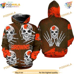 Cleveland Browns Hoodie skull, Halloween Browns Apparel