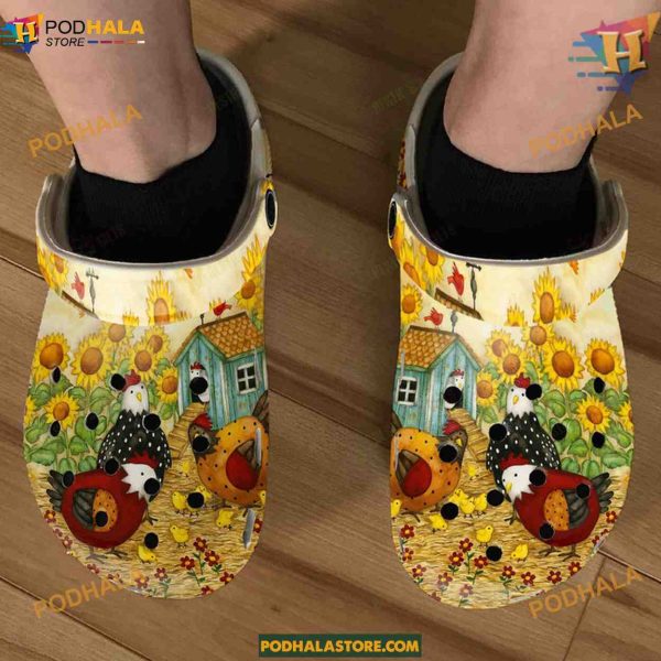 Clucktastic Comfort Chicken Crocs Classic Clogs, Funny Footwear for Adults