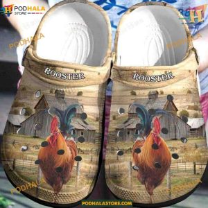 Cock-a-Doodle Comfort Rooster Crocs Classic, Funny Footwear for Adults
