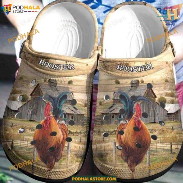 Cock-a-Doodle Comfort Rooster Crocs Classic, Funny Footwear for Adults