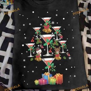 Cocktail Tree Christmas Shirt, Best Family Christmas Gifts for Party Goers