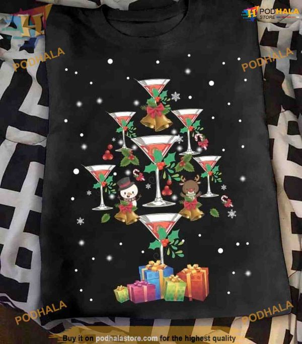 Cocktail Tree Christmas Shirt, Best Family Christmas Gifts for Party Goers