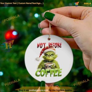 Coffee Lovers' Grinch Ornament, Grinch Christmas Ornaments for Family