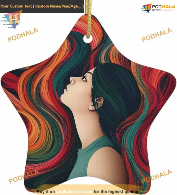 Colorful Hair Print 2023 Ornament, Family Tree Decoration