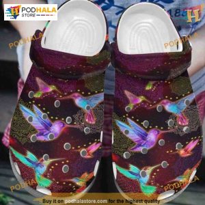 Colorful Hummingbirds Mandalas Crocs, Ideal Christmas Gift for Bird Lovers