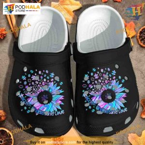 Colorful Puzzle Sunflower Crocs, Accept Understand Love, Creative Gifts