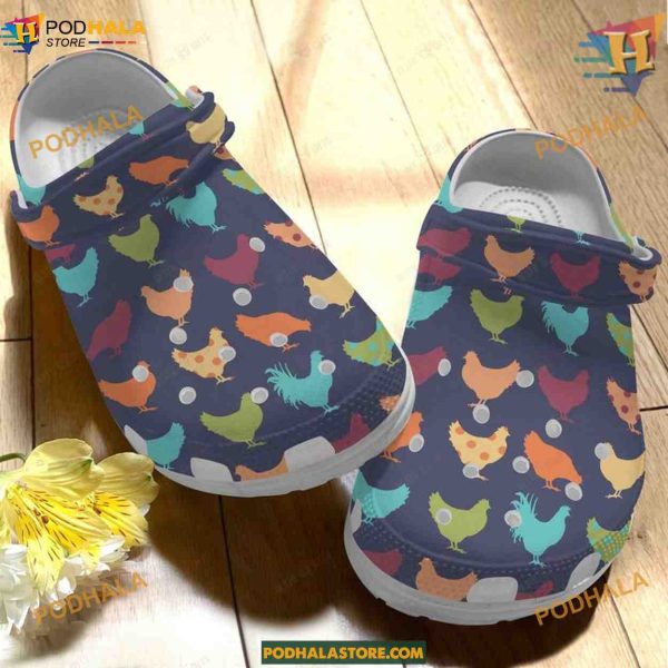 Colors Chicken Pattern Crocs, Vibrant Funny Crocs for Color Lovers