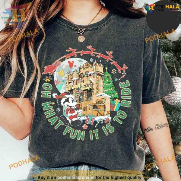 Comfort Colors Mickey Hollywood Christmas Ride Vintage Shirt, Matching Family Xmas Shirt