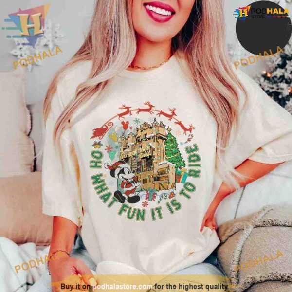 Comfort Colors Mickey Hollywood Christmas Ride Vintage Shirt, Matching Family Xmas Shirt